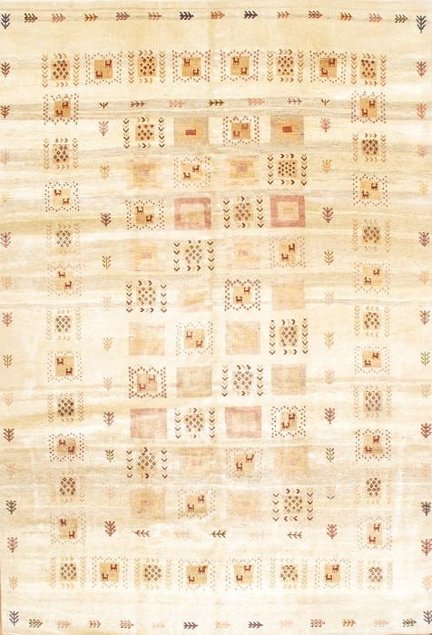 Ivory Persian Gabbeh Loribaft 6'8" X 9'9": Ivory Persian Gabbeh Loribaft 6'8" X 9'9" - New, Modern, Hand-Knotted, Lamb's Wool, 300 -D05793- 862.This item is part of our fine auction collection which includes many fine home accessories includin
