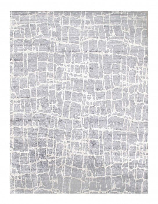 Gray Color Fine Hand Knotted Modern Rug 9' X 12'2'': Gray Color Fine Hand Knotted Modern Rug 9' X 12'2'' - New, Modern, Hand-Knotted, V. Silk, 300 -D05737- 862.This item is part of our fine auction collection which includes many fine home accessories in