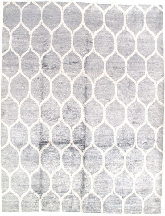 Gray Indian Modern silk & wool 9' X 12': Gray Indian Modern silk & wool 9' X 12' - New, Modern, Hand-Knotted, Wool & Silk, 300 -D05736- 862.This item is part of our fine auction collection which includes many fine home accessories including 
