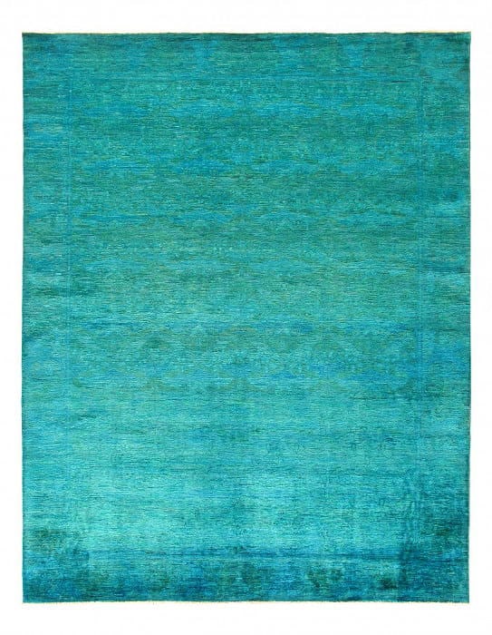 Overdyed Green Hand Knotted Area Rug 8'1'' X 10'5'': Overdyed Green Hand Knotted Area Rug 8'1'' X 10'5'' - New, Modern, Hand-Knotted, Lamb's Wool, 300 -D14205- 862.This item is part of our fine auction collection which includes many fine home accessorie