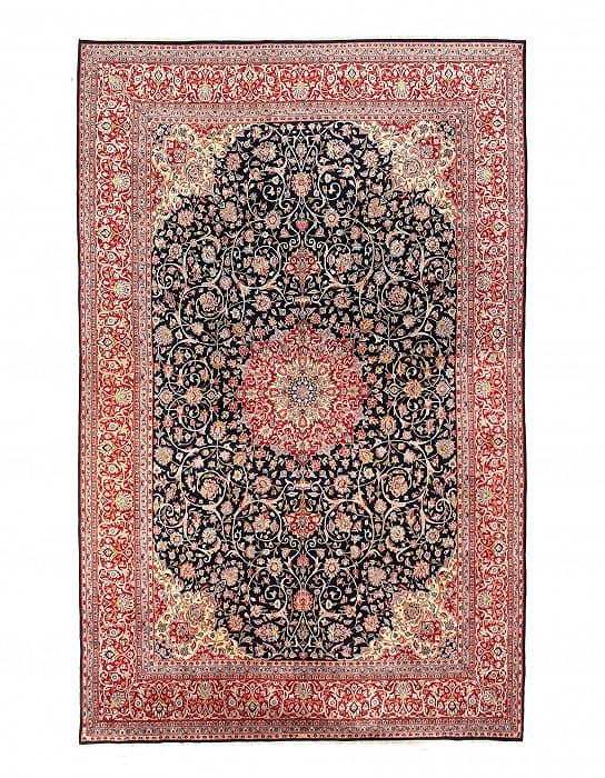 Navy Blue Fine Hand Knotted Persian Vintage Kerman 11'5'' X 17'2'': Navy Blue Fine Hand Knotted Persian Vintage Kerman 11'5'' X 17'2'' - Circa 1970, kerman, Hand-Knotted, Lamb's Wool, 300 -D12083- 862.This item is part of our fine auction collection which includes man