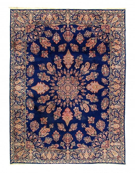 Navy Blue Fine Hand knotted Perisan Kerman 9'8'' X 13'7'': Navy Blue Fine Hand knotted Perisan Kerman 9'8'' X 13'7'' - 1970, kerman, Hand-Knotted, Lamb's Wool, 300 -D11942- 862.This item is part of our fine auction collection which includes many fine home acc