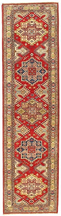 Red Pak Super Kazak Lamb's Wool 2'7" X 9'8": Red Pak Super Kazak Lamb's Wool 2'7" X 9'8" - New, Kazak, Hand-Knotted, Wool on Cotton, 300 -D08754- 862.This item is part of our fine auction collection which includes many fine home accessories incl