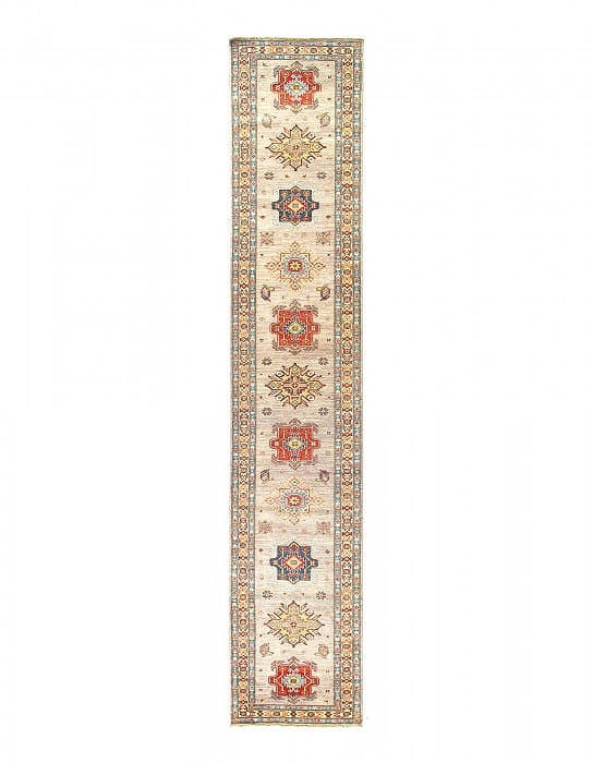 Super Kazak Lamb's Wool Runner 2'8" X 13'8": Super Kazak Lamb's Wool Runner 2'8" X 13'8" - New, Kazak, Hand-Knotted, Lamb's Wool, 300 -D12683- 862.This item is part of our fine auction collection which includes many fine home accessories includi