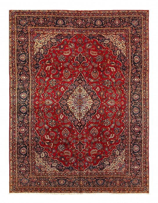 Red Persian Hand Knotted Kashan 10'11'' X 14'2'': Red Persian Hand Knotted Kashan 10'11'' X 14'2'' - Early 20th Century, Kashan, Hand-Knotted, Lamb's Wool, 300 -17538- 862.This item is part of our fine auction collection which includes many fine home