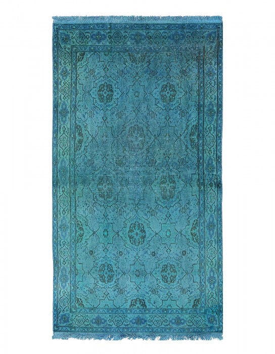 Blue Handmade Overdyed Persian Kashan rug 3'9'' X 6'9'': Blue Handmade Overdyed Persian Kashan rug 3'9'' X 6'9'' - 1980, Kashan, Hand-Knotted, Lamb's Wool, 300 -D13947- 862.This item is part of our fine auction collection which includes many fine home acces