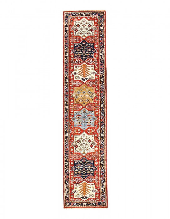 Super Karaja Lamb's Wool Runner 2'7"X 11'11": Super Karaja Lamb's Wool Runner 2'7"X 11'11" - NEW, Karaja, Hand-Knotted, Lamb's Wool, 300 -D14248- 862.This item is part of our fine auction collection which includes many fine home accessories inclu