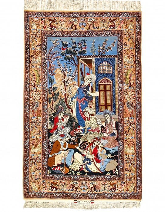 Multi color Persian Isfahan Silk & wool 5'.3'' x 8'.6'': Multi color Persian Isfahan Silk & wool 5'.3'' x 8'.6'' - New, Isfahan Atighchian, Hand-Knotted, Wool & Silk, 300 -36554- 862.This item is part of our fine auction collection which includes many fine