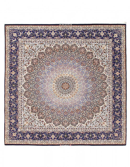 Super Fine Hand Knotted Persian silk & wool Isfahan Rug 8'4" X 8'4": Super Fine Hand Knotted Persian silk & wool Isfahan Rug 8'4" X 8'4" - New, Isfahan, Hand-Knotted, Wool & Silk, 300 -D12732- 862.This item is part of our fine auction collection which includes many fin