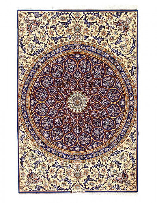 Fine Hand knotted Persian silk & wool Isfahan 5'1'' X 7'8'': Fine Hand knotted Persian silk & wool Isfahan 5'1'' X 7'8'' - New, Isfahan, Hand-Knotted, Wool & Silk, 300 -D14529- 862.This item is part of our fine auction collection which includes many fine home a