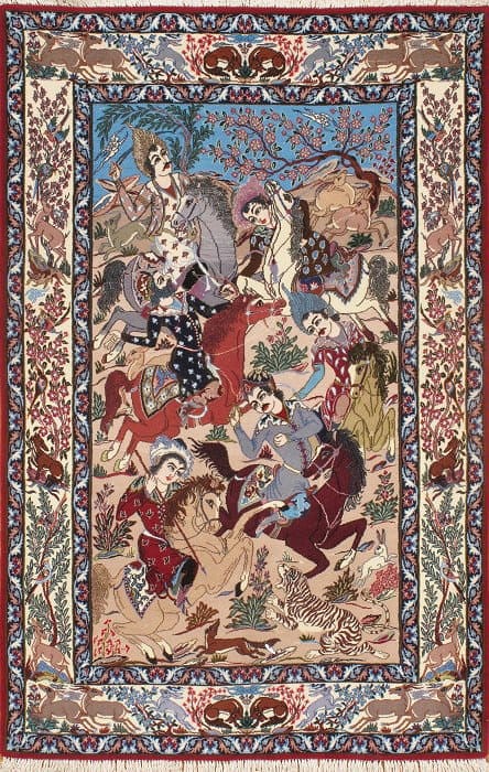 Beige Isfahan Rug, Silk & Wool 3'7" x 5'6": Beige Isfahan Rug, Silk & Wool 3'7" x 5'6" - New, Isfahan, Hand-Knotted, Lamb's Wool, 300 -D03345- 862.This item is part of our fine auction collection which includes many fine home accessories includ