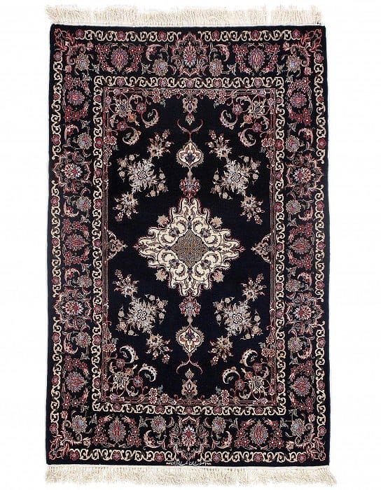 Black Persian Isfahan 3'5" x 5'5": Black Persian Isfahan 3'5" x 5'5" - New, Isfahan, Hand-Knotted, Wool & Silk, 300 -D09654- 862.This item is part of our fine auction collection which includes many fine home accessories including antiq