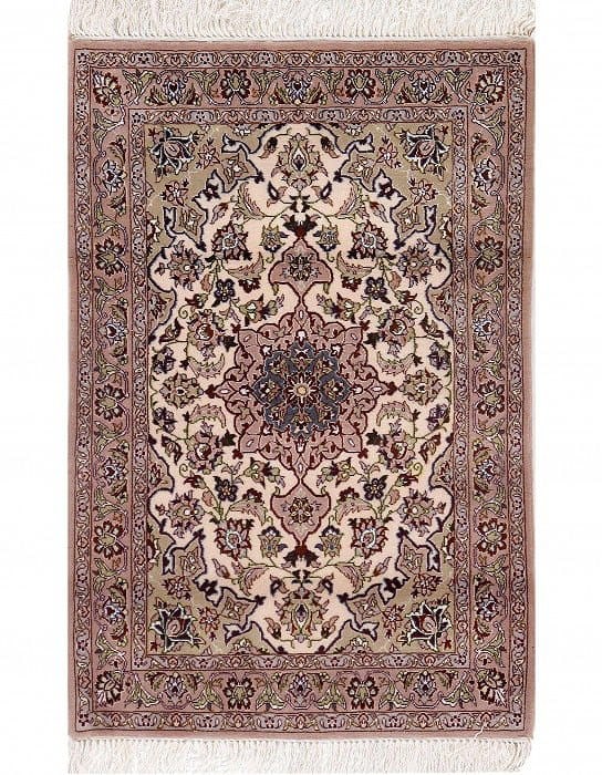 Beige Persian Isfahan Silk & wool 2'4" X 3'5": Beige Persian Isfahan Silk & wool 2'4" X 3'5" - New, Isfahan, Hand-Knotted, Wool & Silk, 300 -D09631- 862.This item is part of our fine auction collection which includes many fine home accessories inc