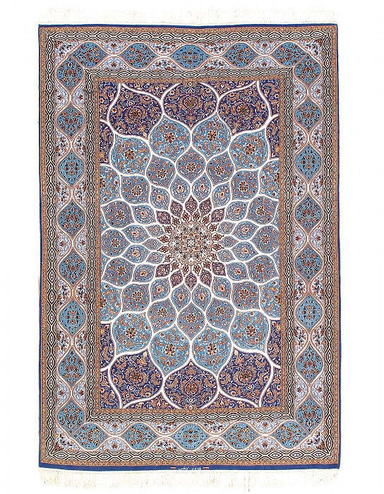 Fine Hand knotted Persian silk & wool Isfahan 5'2'' X 7'9'': Fine Hand knotted Persian silk & wool Isfahan 5'2'' X 7'9'' - New, Isfahan, Hand-Knotted, Wool & Silk, 300 -D14532- 862.This item is part of our fine auction collection which includes many fine home a