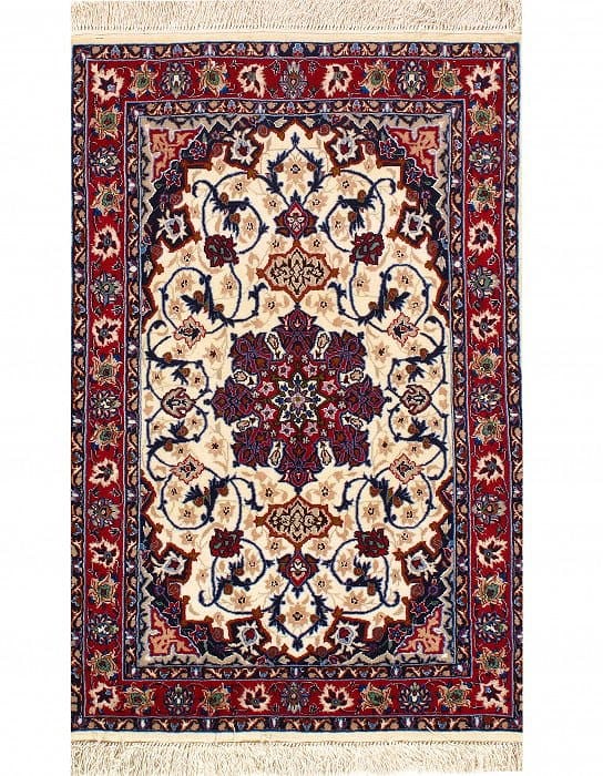 Ivory Fine Hand Knotted Persian silk & wool Isfahan 2'3'' X 3'5': Ivory Fine Hand Knotted Persian silk & wool Isfahan 2'3'' X 3'5' - New, Isfahan, Hand-Knotted, Wool & Silk, 300 -D03645- 862.This item is part of our fine auction collection which includes many fine h