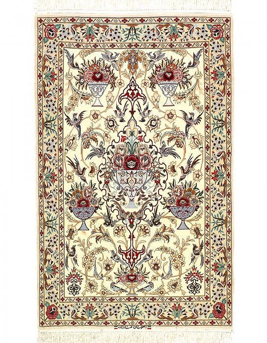 Fine Hand knotted Silk & wool Isfahan 2'11'' X 4'7'': Fine Hand knotted Silk & wool Isfahan 2'11'' X 4'7'' - New, Isfahan, Hand-Knotted, Wool & Silk, 300 -D14493- 862.This item is part of our fine auction collection which includes many fine home accessor