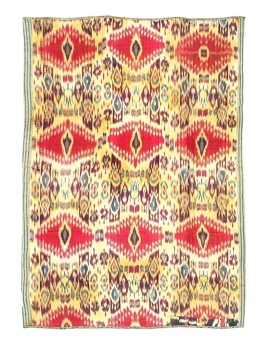 19th Century Silk Antique Ikat Uzbek Suzani 4'2"X 6' (1 of 4)