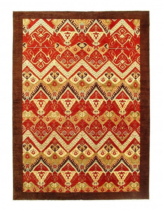 Multi Color Fine Hand Knotted Ikat Rug 9'11'' X 14': Multi Color Fine Hand Knotted Ikat Rug 9'11'' X 14' - New, Ikat, Hand-Knotted, Lamb's Wool, 300 -D11516- 862.This item is part of our fine auction collection which includes many fine home accessories 