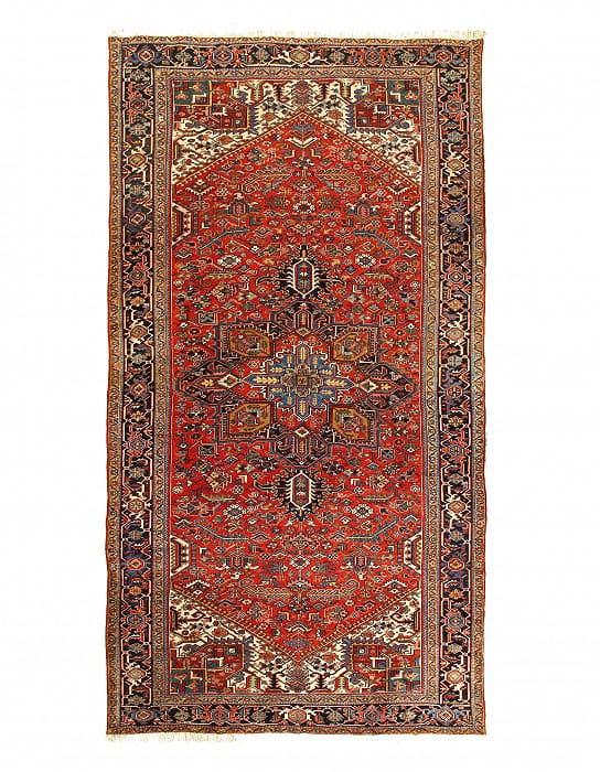 Antique Geometric Medallion Persian Heriz Rug 9'7'' X 17'7'': Antique Geometric Medallion Persian Heriz Rug 9'7'' X 17'7'' - Circa date: 1920, Heriz, Hand-Knotted, Lamb's Wool, 300 -D14671- 862.This item is part of our fine auction collection which includes many