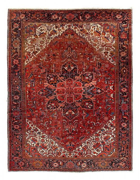 Rust Persian Hand Knotted fine Heriz 11'2"X 14'2": Rust Persian Hand Knotted fine Heriz 11'2"X 14'2" - CIRCA 1950, Heriz, Hand-Knotted, Lamb's Wool, 300 -D14914- 862.This item is part of our fine auction collection which includes many fine home access
