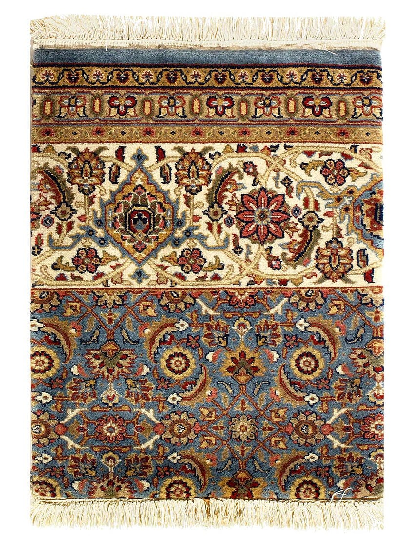 Blue Herati Design Handmade sample Rug 1'6"x 2'1: Blue Herati Design Handmade sample Rug 1'6"x 2'1 - new, Herati, Hand-Knotted, Lamb's Wool, 300 -D14476- 862.This item is part of our fine auction collection which includes many fine home accessories i