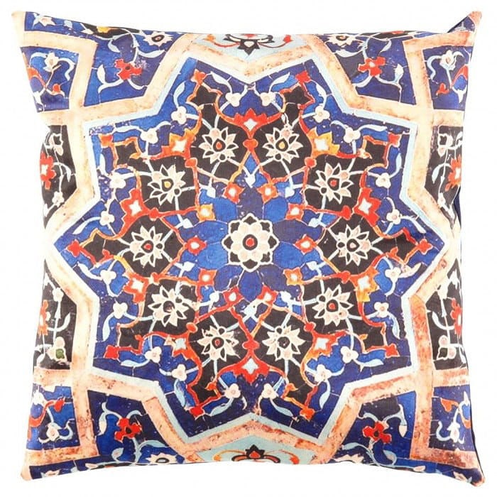Persian Tile Velvet Pillow 20'' X 20'': Persian Tile Velvet Pillow 20'' X 20'' - New, Isfahan, N/A, Velvet Silk, 300 -TIR 234- 862.This item is part of our fine auction collection which includes many fine home accessories including antique 