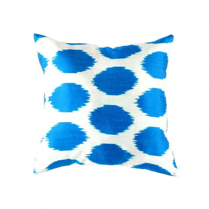 TI16 Turkish Blue Silk Ikat pillow: TI16 Turkish Blue Silk Ikat pillow - New, Ikat, Hand-Woven, Pure Silk, 300 -TI 16- 862.This item is part of our fine auction collection which includes many fine home accessories including antique rugs