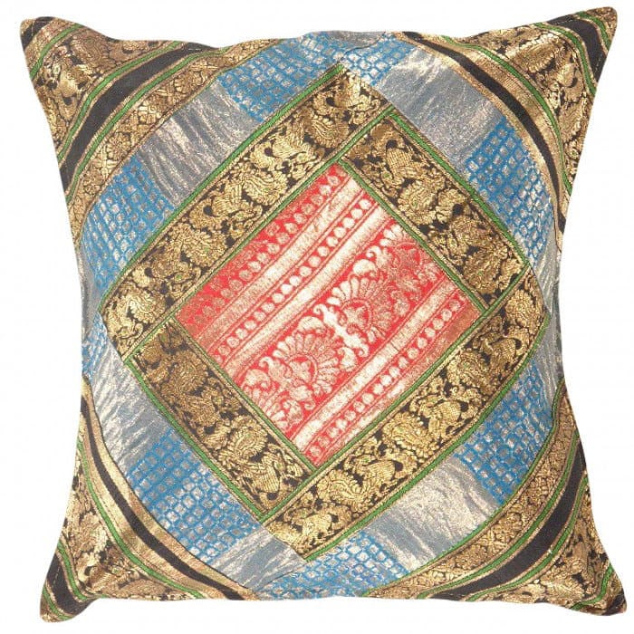 Vintage Sari silk Square Pillow Case 16 ": Vintage Sari silk Square Pillow Case 16 " - N/A, Traditional, Hand-Woven, sari Silk, 300 -PSS 193- 862.This item is part of our fine auction collection which includes many fine home accessories includ