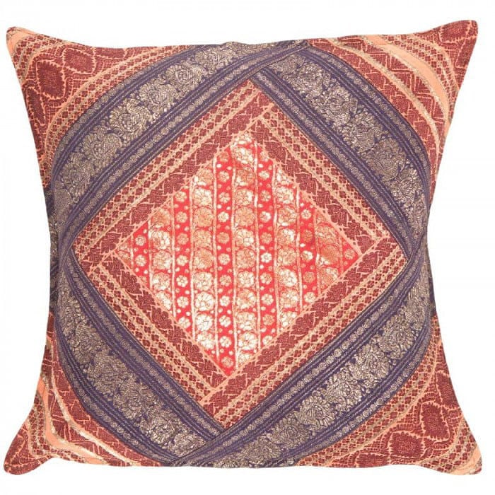 Vintage Sari silk Square Pillow Case 16 ": Vintage Sari silk Square Pillow Case 16 " - N/A, Traditional, Hand-Woven, sari Silk, 300 -PSS 174- 862.This item is part of our fine auction collection which includes many fine home accessories includ