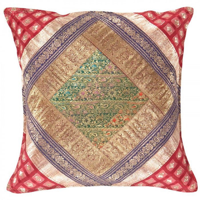 Vintage Sari silk Square Pillow Case 16 ": Vintage Sari silk Square Pillow Case 16 " - N/A, Traditional, Hand-Woven, sari Silk, 300 -PSS 156- 862.This item is part of our fine auction collection which includes many fine home accessories includ