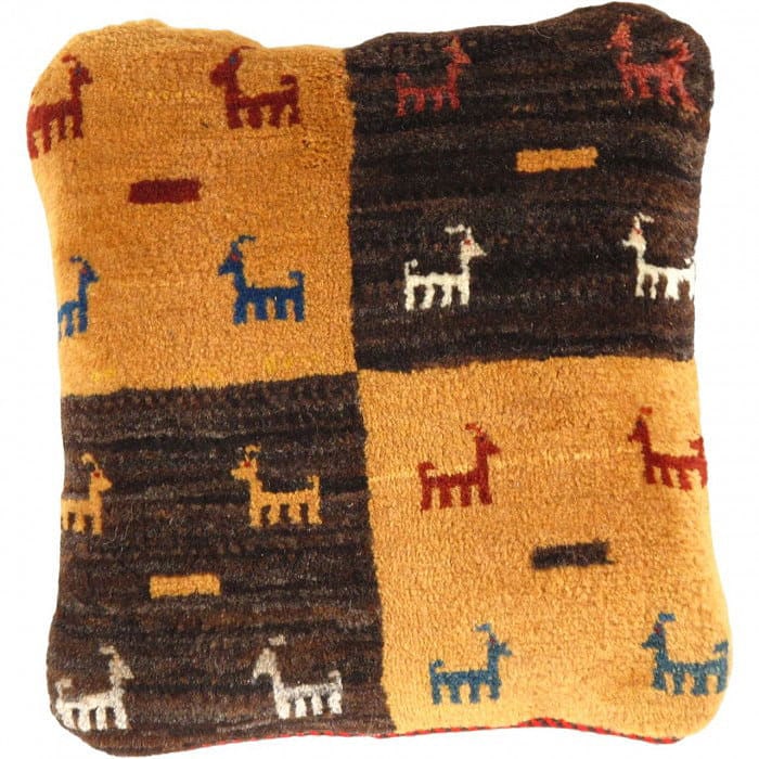 Fine Hand knotted Gabbeh pillow 14"X 15": Fine Hand knotted Gabbeh pillow 14"X 15" - N/A, Gabbeh, Hand-Woven, Lamb's Wool, 300 -PG 325- 862.This item is part of our fine auction collection which includes many fine home accessories including a