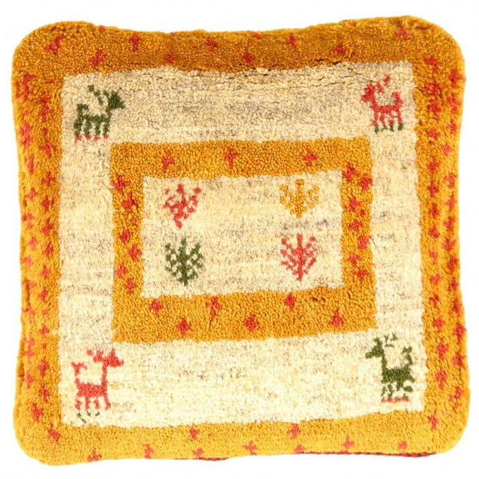 Fine Hand knotted Persian Gabbeh pillow 15'' X 15'': Fine Hand knotted Persian Gabbeh pillow 15'' X 15'' - New, Gabbeh, Handmade , Lamb's Wool, 300 -PG 148- 862.This item is part of our fine auction collection which includes many fine home accessories i