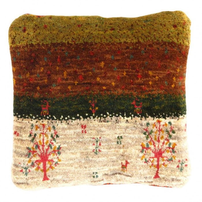 Fine Hand knotted Persian Gabbeh pillow 15'' X 16'': Fine Hand knotted Persian Gabbeh pillow 15'' X 16'' - New, Gabbeh, Handmade , Lamb's Wool, 300 -PG 139- 862.This item is part of our fine auction collection which includes many fine home accessories i