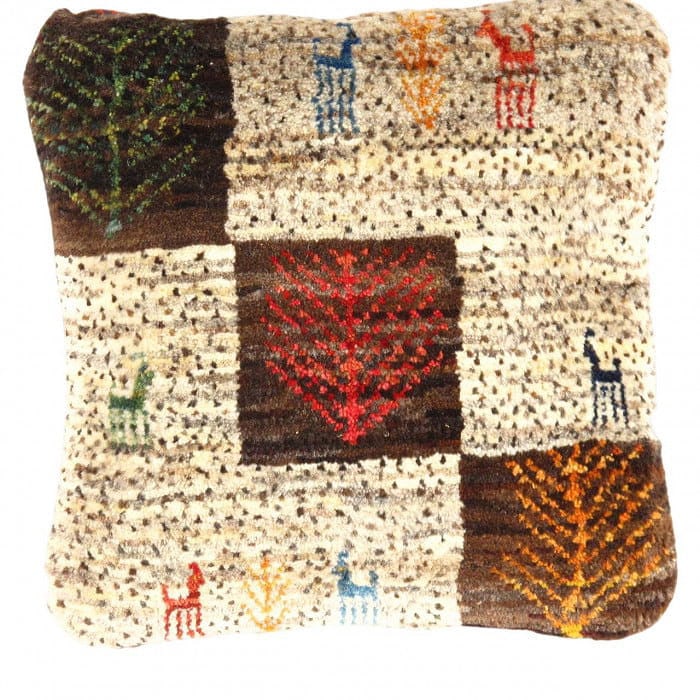 Fine Hand knotted Persian Gabbeh pillow 15'' X 15'': Fine Hand knotted Persian Gabbeh pillow 15'' X 15'' - New, Gabbeh, Handmade , Lamb's Wool, 300 -PG 138- 862.This item is part of our fine auction collection which includes many fine home accessories i
