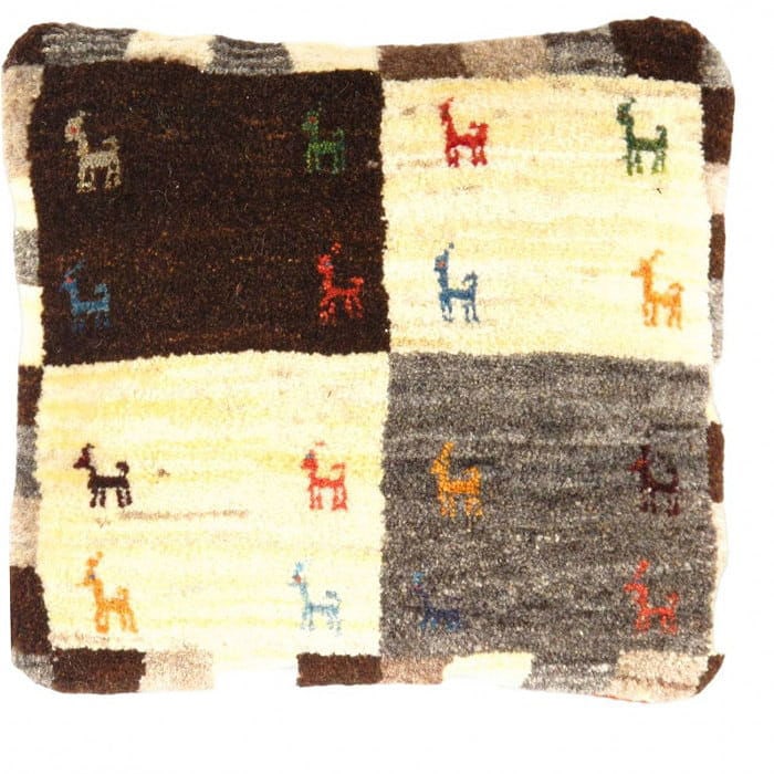 Fine Hand knotted Persian Gabbeh pillow 15'' X 16'': Fine Hand knotted Persian Gabbeh pillow 15'' X 16'' - New, Gabbeh, Handmade , Lamb's Wool, 300 -PG 130- 862.This item is part of our fine auction collection which includes many fine home accessories i