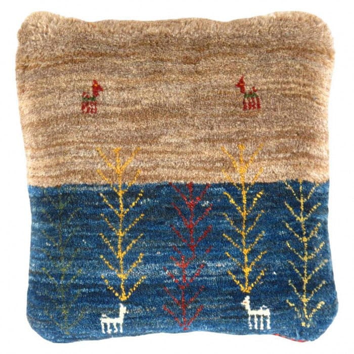 Fine Hand knotted Persian Gabbeh pillow 15'' X 16'': Fine Hand knotted Persian Gabbeh pillow 15'' X 16'' - New, Gabbeh, Handmade , Lamb's Wool, 300 -PG 128- 862.This item is part of our fine auction collection which includes many fine home accessories i