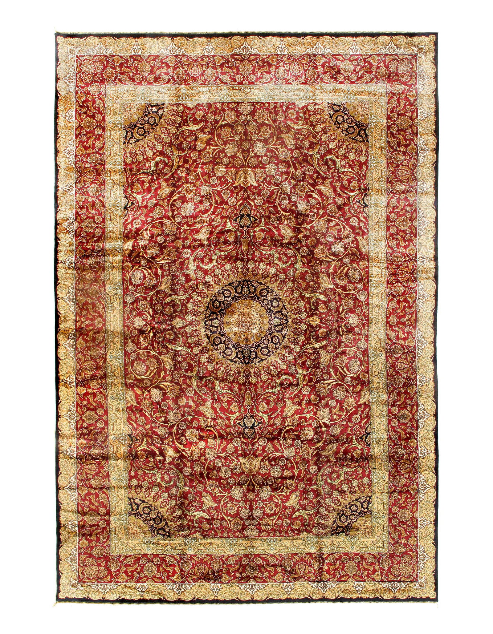 Persian Qum Design Rug 6'5"X 10': Persian Qum Design Rug 6'5"X 10' - NEW, Qum, Machine-Made, V. Silk, 300 -D15546- 862.This item is part of our fine auction collection which includes many fine home accessories including antique rugs, 