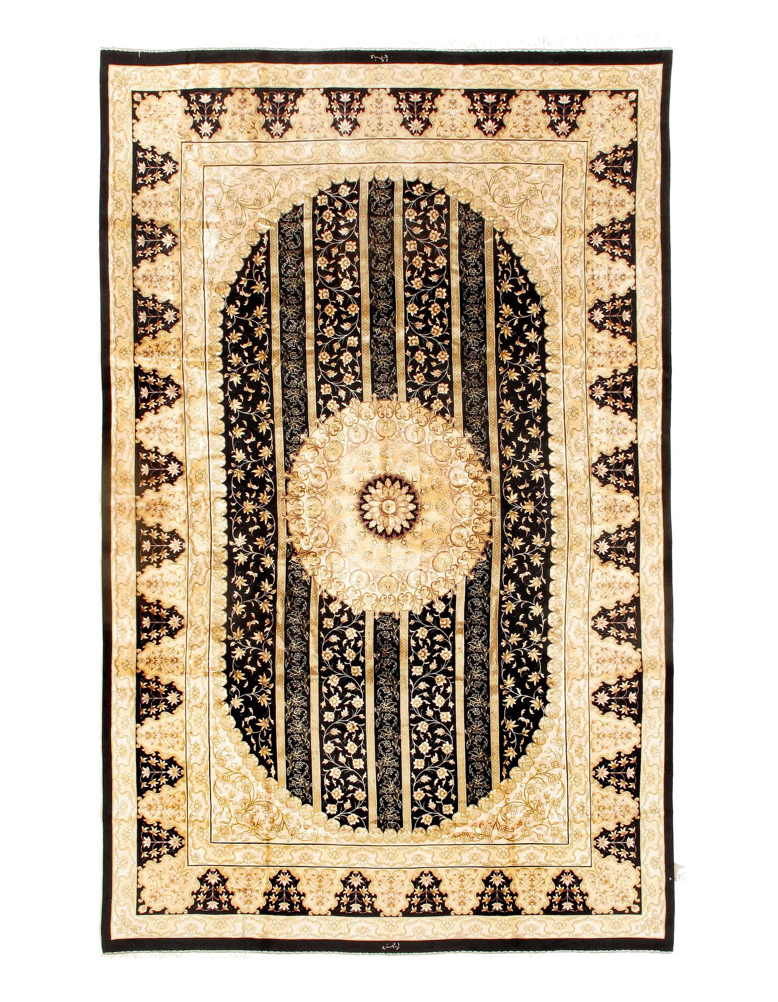 Persian Qum Design Rug 5'7"X 9': Persian Qum Design Rug 5'7"X 9' - NEW, Qum, Machine-Made, V. Silk, 300 -D15510- 862.This item is part of our fine auction collection which includes many fine home accessories including antique rugs, v