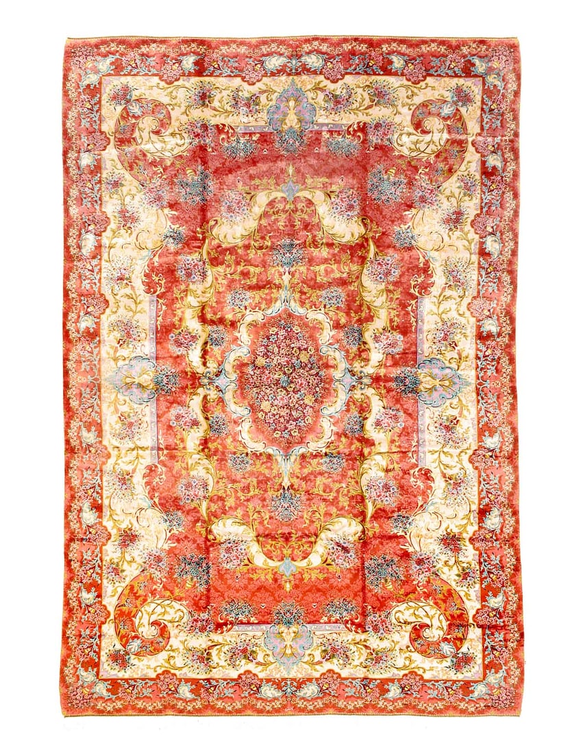 Persian Qum Design Rug 6'6"X 9'7": Persian Qum Design Rug 6'6"X 9'7" - NEW, Qum, Machine-Made, V. Silk, 300 -D15493- 862.This item is part of our fine auction collection which includes many fine home accessories including antique rugs,