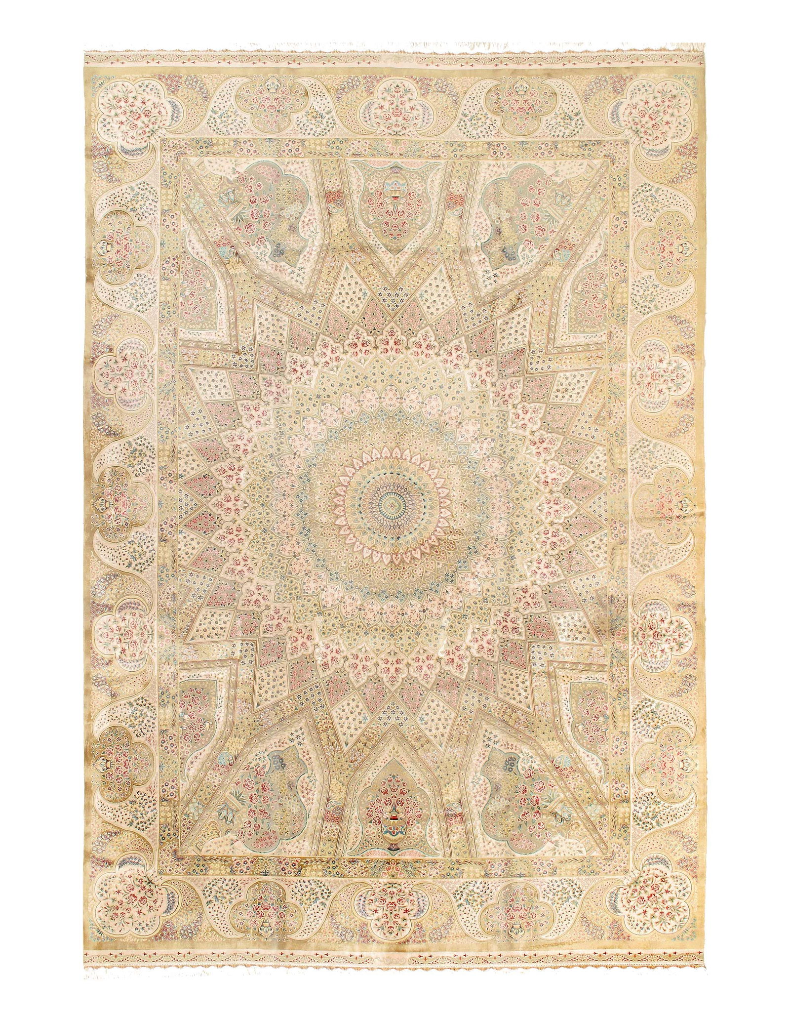 Persian Qum Design Rug 6'7"X 10': Persian Qum Design Rug 6'7"X 10' - NEW, Qum, Machine-Made, V. Silk, 300 -D15480- 862.This item is part of our fine auction collection which includes many fine home accessories including antique rugs, 