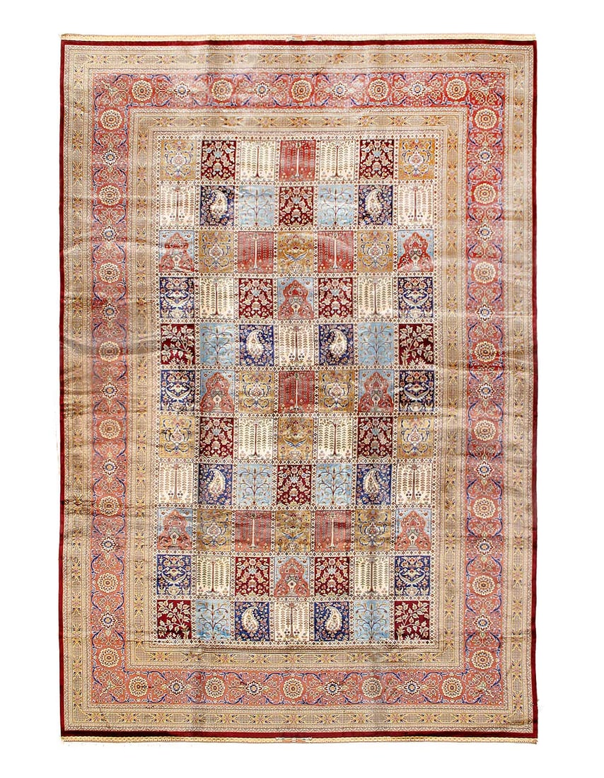 Persian Qum Design Rug 6'7"X 10': Persian Qum Design Rug 6'7"X 10' - NEW, Qum, Machine-Made, V. Silk, 300 -D15479- 862.This item is part of our fine auction collection which includes many fine home accessories including antique rugs, 