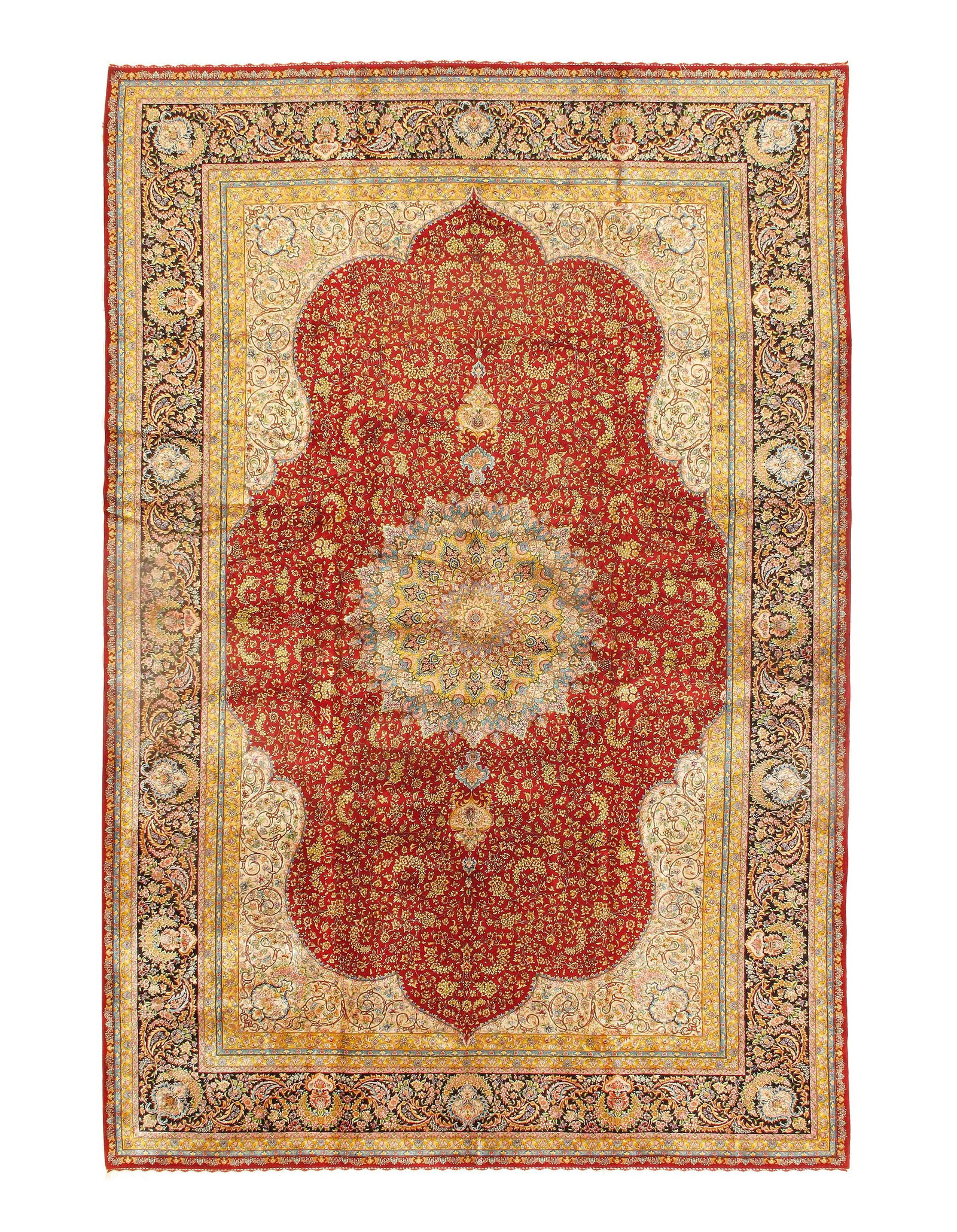 Persian Qum Design Rug 6'8"X 10': Persian Qum Design Rug 6'8"X 10' - NEW, Qum, Machine-Made, V. Silk, 300 -D15468- 862.This item is part of our fine auction collection which includes many fine home accessories including antique rugs, 