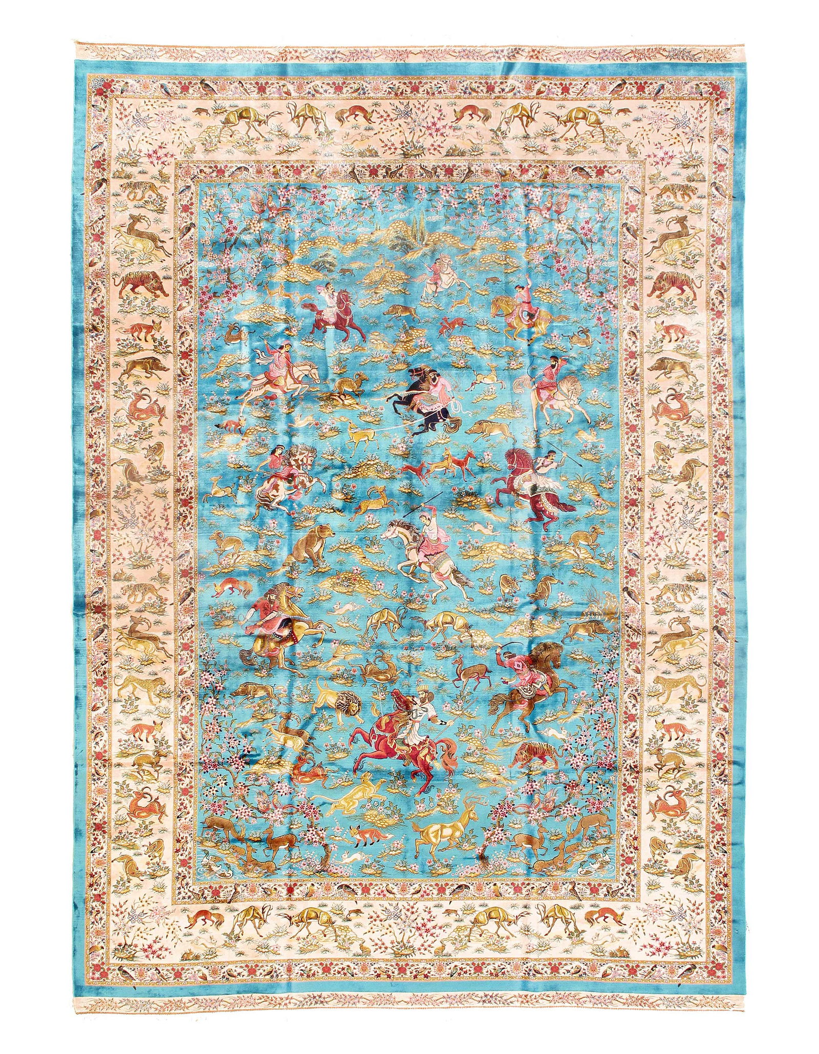 Persian Qum Design Rug 6'7"X 9'7': Persian Qum Design Rug 6'7"X 9'7' - NEW, Qum, Machine-Made, V. Silk, 300 -D15466- 862.This item is part of our fine auction collection which includes many fine home accessories including antique rugs,
