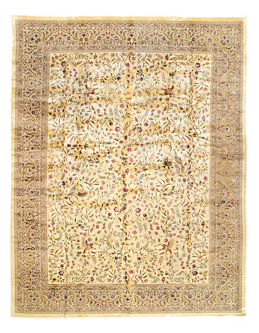 Persian Qum Design Rug 10'X 13'1": Persian Qum Design Rug 10'X 13'1" - NEW, Qum, Machine-Made, V. Silk, 300 -D15611- 862.This item is part of our fine auction collection which includes many fine home accessories including antique rugs,