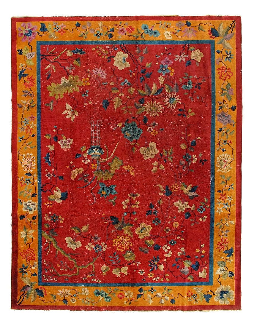Antique Hand Knotted Chinese Art Deco 8'11'' X 11'7'': Antique Hand Knotted Chinese Art Deco 8'11'' X 11'7'' - 1920s, Art Deco, Hand-Knotted, Lamb's Wool, 300 -D10949- 862.This item is part of our fine auction collection which includes many fine home acce