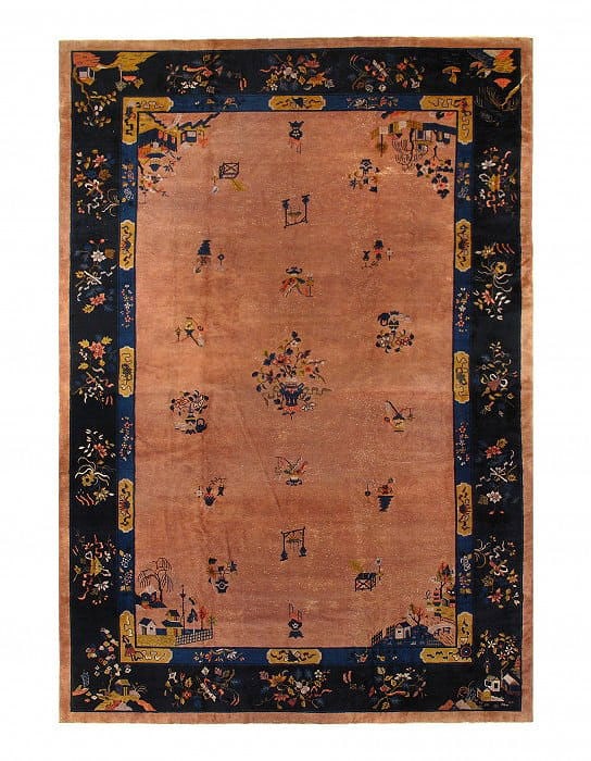 L Brown Fine Antique Art Deco Rug 11'11'' X 17'6'': L Brown Fine Antique Art Deco Rug 11'11'' X 17'6'' - circa 1920s, Art Deco, Hand-Knotted, Lamb's Wool, 300 -D10887- 862.This item is part of our fine auction collection which includes many fine home a