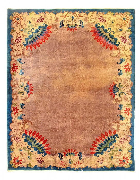 Beige Antique Chinese Art Deco Rug 9'x 12': Beige Antique Chinese Art Deco Rug 9'x 12' - CIRCA 1920, Artdeco, Hand-Knotted, Lamb's Wool, 300 -D12071- 862.This item is part of our fine auction collection which includes many fine home accessories