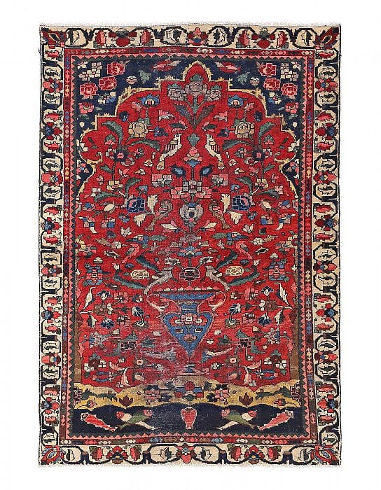 Persian Hand knotted antique bakhtiari rug 4'2'' X 6'5'': Persian Hand knotted antique bakhtiari rug 4'2'' X 6'5'' - Circa 1950, Bakhtiari, Hand-Knotted, Lamb's Wool, 300 -D13322- 862.This item is part of our fine auction collection which includes many fine 