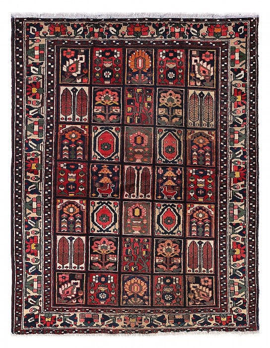 Multi Color Persian Vintage Bakhtiari 5' X 6'9'': Multi Color Persian Vintage Bakhtiari 5' X 6'9'' - 1970, Bakhtiari, Hand-Knotted, Lamb's Wool, 300 -D13350- 862.This item is part of our fine auction collection which includes many fine home accessori