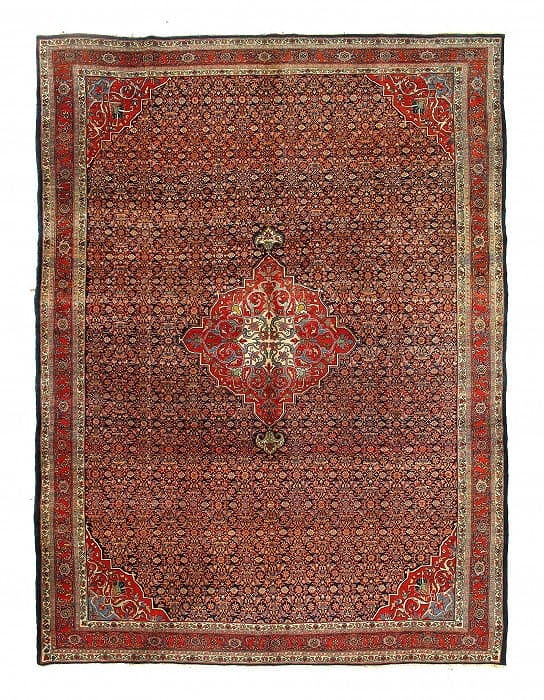 Navy Persian Bidjar 9'4'' X 12'7'': Navy Persian Bidjar 9'4'' X 12'7'' - Circa 1880, Bidjar, Hand-Knotted, Lamb's Wool, 300 -D03811- 862.This item is part of our fine auction collection which includes many fine home accessories includin